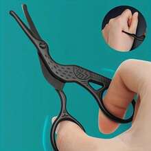 Stainless Steel Embossed Nose Hair Beard Scissors Russian Style Scissors Pointed Round Scissors Eyebrow Trimming Makeup Large Curved Scissors