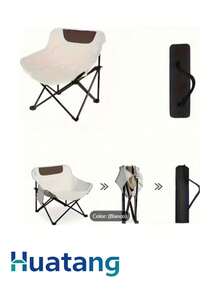 Silla plegable para acampar, silla lunar para exteriores con bolsillo, silla de playa antideslizante resistente de 150kg, silla plegable portátil Sillas de playa plegables SILLA PORTABLE - Beis - Ver 5