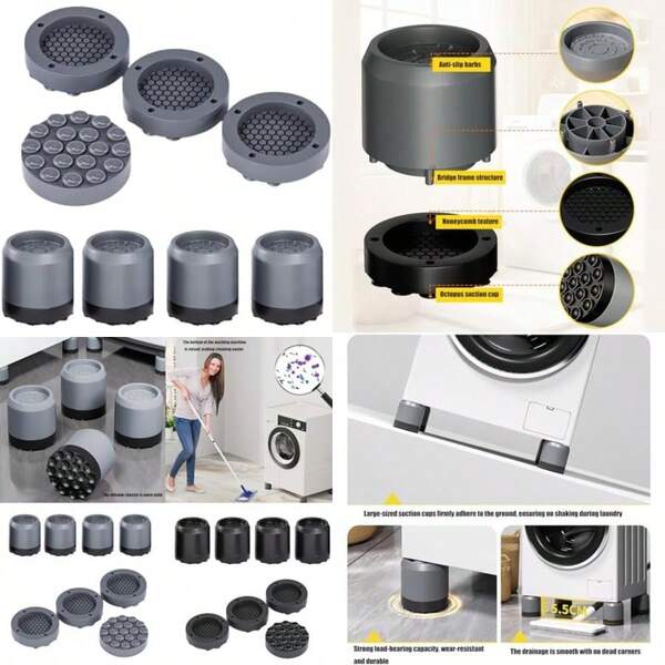 Paquete de 8 almohadillas antivibración para lavadora que reducen el ruido y son ideales para asegurar electrodomésticos elevadores de almacenamiento de arañazos(Establecer 2)