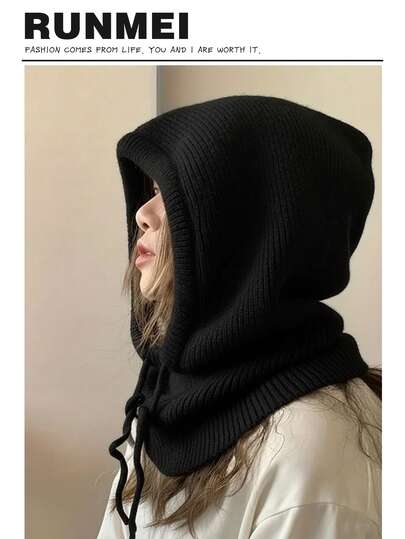 1 szt. Zimowy ciepły szalik dzianinowy, ochrona słuchu, czapka balakrafa, szalik w paski, rękodzieło, pakowny design i ocieplacz na szyję z skrzyżowanymi rękawami - zawiera losowe ozdobne akcesoria z kapturem i szalikiem, zapewniające stylowy wygląd, zimowe akcesoria, zimowe stroje