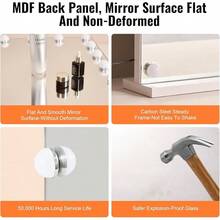 Vanity Mirror With Lights,15 Dimmable Bulbs &3 Color Lighting Modes, Makeup Mirror W/Detachable 5X Magnification,USB Port,Smart Touch Control,Desktop Wall-Mount(22.8x18.1 In, White)