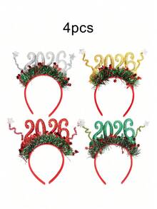 2 piezas/1 pieza Bandas para el cabello de Navidad y Año Nuevo. Diadema y tocado para 2026. Diadema con estampado de estrellas y dígitos 2026, decoración de fiesta de Navidad, accesorios para fotos, diadema de Año Nuevo. Tocado y diadema conmemorativa de Año Nuevo. Accesorios para el cabello de mujer, diademas. Tocados, otoño, accesorios para el cabello de mujer, accesorios de belleza, cosas para el cabello, rellenos de calcetines de mujer, regalo de Navidad, rellenos de calcetines para adultos, cosas para el cabello, relleno de calcetín, accesorios navideños para el cabello de mayoría de edad, ideas de regalo, rellenos de calcetines de belleza, Navidad