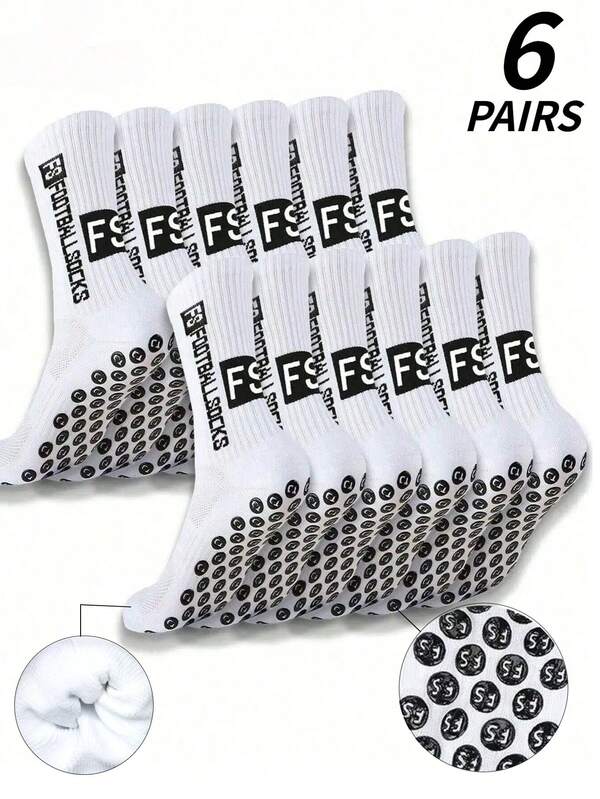 1/6 paires de chaussettes de football/soccer grande taille, chaussettes courtes épaisses en terry pour hommes, chaussettes basses longues, chaussettes de sport antidérapantes, automne