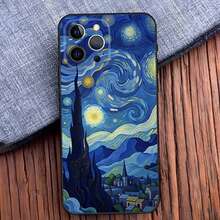 Funda de teléfono Van Gogh La noche estrellada compatible con  16,15,14,13,12,11,Pro,X,XS,Max,XR,Plus,Mini, funda de silicona suave negra, compatible con funda de  17, funda de  17 Pro, funda de  17 Pro Max - z5 - Ver 7