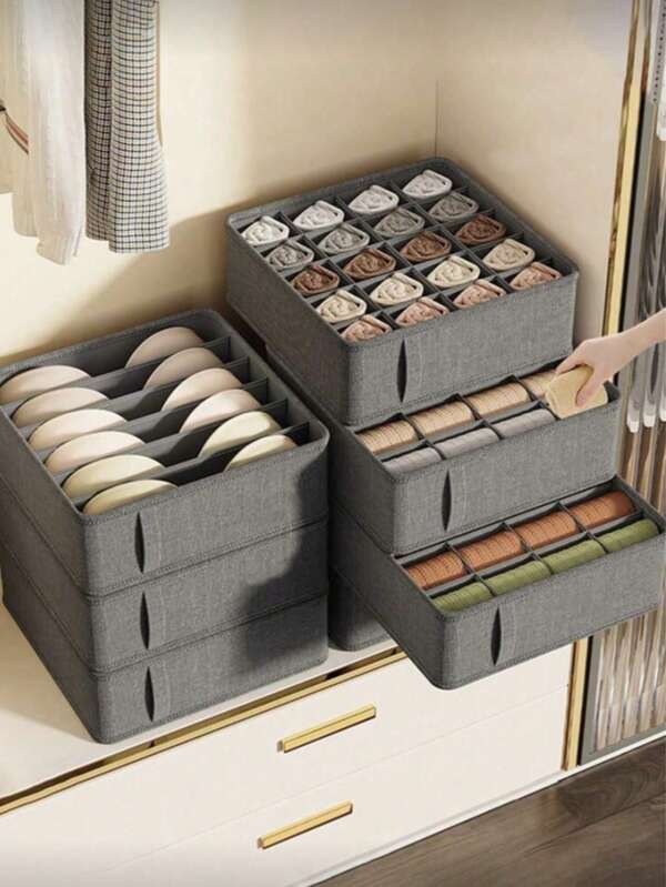 6/7/20Grid - Cationic Wardrobe Drawer Style Mesh Underwear Storage Box & Foldable Bra Storage Basket & Grid Sock Storage Box