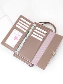 MINGYOU Fashionable Soft Material High-End Embroidered Portable Casual Women Zipper Phone Wallet, Suitable For Shopping, Travel, Coin Purse, Long Card Holder - Mauve Purple - View 4