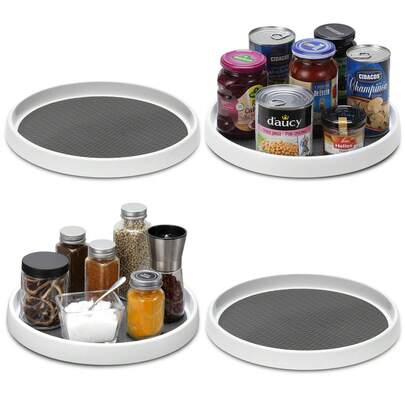 Juego de 4 organizadores Lazy Susan antideslizantes de 10 pulgadas: soporte giratorio para gabinetes, despensa, cocina, refrigerador, tocador de baño, organizador debajo del fregadero y especiero.