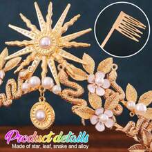 MX  Star Crowns And Tiaras Gold Snake Medusa Headband Leaf Goddess Costume Headpiece Hair Accessories For Women - 如圖 - 查看 4