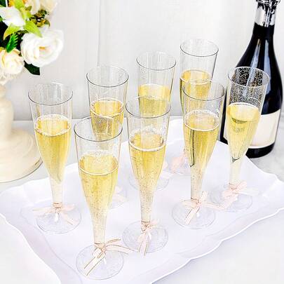 5/10pcs Premium Reusable Champagne Flutes, Suitable For Parties, Weddings, Birthdays, Valentine's Day And Various Gatherings, Suitable For Valentine's Day, Weddings, Birthday Parties, Festivals, And Tea Breaks, Suitable For Making Appetizers For New Year And Christmas