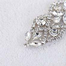 Cinturon de novia aplique con cristales y perlas para coser o pegar para banda de boda de bricolage Plateado 14.8x1.9In 1 - como en la foto - Ver 4