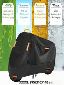 1 件自行车/摩托车罩，带锁孔和储物袋的电动自行车罩，带反光条和松紧带的户外防水山地自行车罩，适合 1-3 辆自行车，210D 厚牛津布材质，防雨/防晒/防尘/防风/防紫外线，适用于公路自行车、山地自行车、沙滩巡洋舰、混合动力自行车、固定齿轮自行车和 BMX - 黑色 - 查看 18