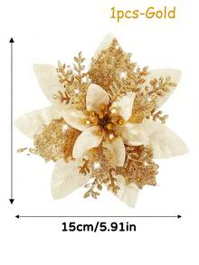 3/5/10/20PCS Glitter Artificial Christmas Flowers, Christmas Tree Decorations, Christmas Tree Wreath Diy Decorations, Including Gold, Red, Silver, Poinsettia Christmas Tree Decorations, Artificial Christmas Flowers, Home Decor, Holiday Party Decorations, Christmas Decorations, Room Decor, Winter Party Atmosphere Decoration.