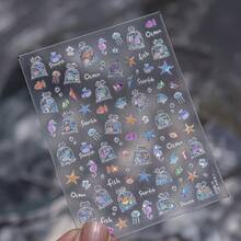 SMI Fine 1pc Adorable Starfish Koi Fish Decal 5D Jellyfish Ocean Fish Bubble Stickers Suitable For DIY Jewellery, Epoxy Resin Accessories - Clear - View 16