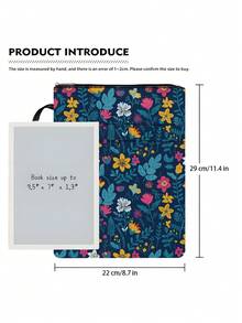 1 件彩色花卉印花书套（带拉链）、平装书保护套、平装书封套、书套、书套、书包、带前袋的印刷书套袋、可洗书盒、多功能书籍收纳袋，适合学生、教师、书籍爱好者、圣经爱好者