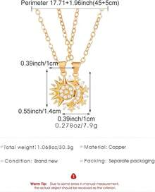 Sun Moon Necklace Set Stackable Necklace For Women Men Sparkling Gold Silver Rhinestone Sun Pendant Necklace Couple Necklaces Matching Necklaces As Best Friend Jewelry For Women Men2025 - 金子 - 查看 4