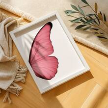 Butterfly Wing Pink Framed Picture Minimalist Elegant Feminine Modern Bedroom Wall - 白色 - 查看 5