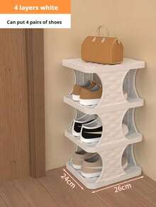 This Foldable Plastic Shoe Rack Is Removable And Space-Saving, Perfect For Storing Men's Leather Shoes, Sneakers, And Casual Shoes, As Well As Women's High Heels, Moccasins, And Boots. It's Perfect For Storing Winter Shoes In Entryways, Hallways, Bedrooms, Living Rooms, And Offices. Beige Stackable Bedroom Entryway Storage Rack, Adjustable Shoe Rack With Shoe Slots, Simple Tower Rack.