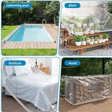 1pc High Strength Transparent Waterproof Tarpaulin - PE Outdoor Cover, With Eyelets, Ropes And Straps, UV-Resistant, Windproof, Rainproof - Suitable For Yard, Pool Fence, Greenhouse, Camping, Construction Site - Clear Visibility, Quick-Drying Design, Reinforced Edges, Tear-Resistant Fabric, Home Decor
