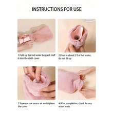 2025 New Hot Water Bag Water Filled Internet Celebrity High Beauty Warm Hand Treasure Warm Stomach Warm Bedding Portable Thick Explosion Proof Warm Bag, Available In Size, Inner Tank With Imitation Rabbit Fur Plush Coat - Pink Grey, Suitable As A Christmas Gift For Women And Men