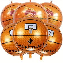 6 szt. 22" 4D okrągłe balony koszykarskie odpowiednie do dekoracji imprez o tematyce koszykówki