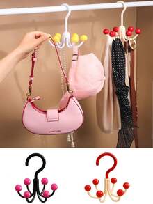 Conjunto de 1/3/5/10 ganchos multiuso coloridos com dopamina, ganchos multiuso de plástico duráveis, ganchos giratórios para pendurar cintos, especialmente projetados para pendurar coletes, gravatas, cintos, bolsas, lenços e outros itens. Ganchos giratórios com quatro garras, ganchos multiuso para casacos e outros objetos. - Multicolorido - Ver 11