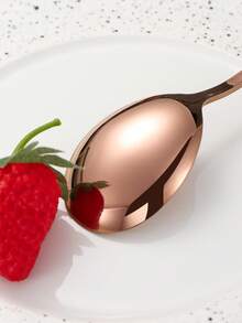 2pcs Stainless Steel Korean Style Long Handle Spoon And Fork Cutlery Set, Hotel/Home Soup Spoon, Coffee Stirrer