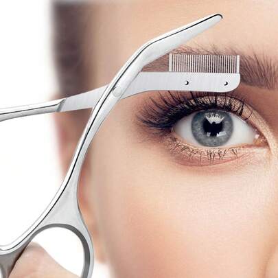 1 Paio di Forbici per Sopracciglia in Acciaio Inossidabile con Pettine - Kit di Precisione Professionale per Uomo e Donna - Trimmer per Capelli Facciali di Qualità Salone - Accessorio di Bellezza Essenziale per l'Autunno, Idea Regalo per le Feste, Kit Adatto ai Viaggi, Strumento di Grooming Instagrammabile, Upgrade di Bellezza Minimalista