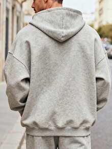 Customized Personalized Men's Hooded Sweatshirt. With Multiple Text Options Available. Just Upload The Picture And You'll Get It. A And Fashionable Choice. Make A One-Of-A-Kind Personalized Hooded Sweatshirt. This Is A Gift For Yourself And Also A Great Choice For Your Friends. - Grey - View 2