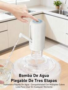Bomba eléctrica para botellas de agua con tubos de agua - Dispensador de agua eléctrico, hidratación saludable, bomba de cubeta ajustable para uso doméstico y comercial. Dispensador de agua eléctrico de fácil uso con tubo corto extra y tapa, se adapta a la mayoría de los dispensadores y cubos de agua - 2 piezas - Ver 4