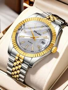1PC Casual Men's Quartz Watch, Multi-Function Men's Watch With Date Display, Simple Square Dial With Bar Hour Markers, Alloy Strap, The Best Gift For Men, Suitable For Daily Wear, Weddings, And Parties, Perfect Holiday Gift (Christmas, Graduation, Teacher's Day), Fashion Accessory, Minimalist Style, High-End And Exquisite. Does Not Include Gift Box.