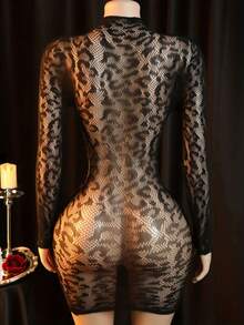 Đồ lót lưới gợi cảm dành cho nữ, kiểu xé mở. - màu đen - Xem 2