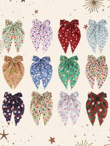 1 Peça Clipe de Cabelo Laço de Festa de Natal de Poliéster, Acessório de Moda para Mulheres, Adequado para Festa de Natal, Presilhas de Garra, Grampo de Cabelo, Barras de Cabelo - Multicolorido - Visão 10