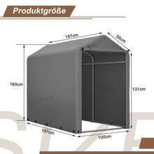 Bicycle Shed, Tool Shed 187x100x160 Cm, Garden Shed, Garage Tent, Storage Tent, Dark Grey - Grey - View 8
