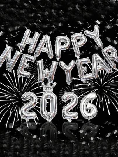 一套“32英寸 2026”数字字母铝箔气球，颜色包括金色、黑色、海军蓝、红色、粉色、绿色、银色、玫瑰金、紫色，适用于2026毕业派对、周年庆典、新年气球、毕业装饰等场合。