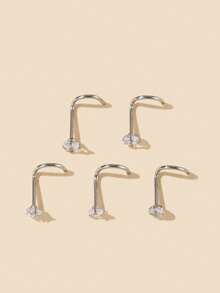 1/5 件时尚 316L 不锈钢方晶锆石嵌入式心形、星形、几何形、圆形、方形鼻钉、鼻环鼻夹、多功能身体穿孔珠宝配饰、礼物 - 金黃色 - 查看 8