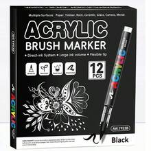 Gerade-Fluss Soft-Tip schwarz-weiße Acrylstifte für Studenten, Kunst-Textmarker, Kinder-Handzeichnung DIY Kritzelstifte