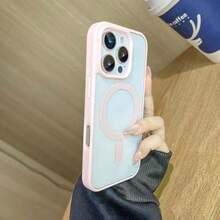 奢华透明磁吸无线充电手机壳适用于 IP17 16 15 14 13 12 11Pro Max 7/8Plus Xsmax/Xr/X 透明亚克力超薄硬框防震后盖 17Air 手机壳 - 粉色 - 查看 4