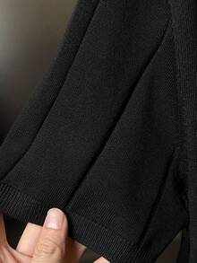 GRDR Suéter de punto de cuello redondo de manga corta acanalado para hombre de verano - Negro - Ver 6