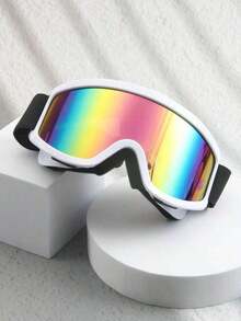 New Large Frame Skiing/Cycling/Mountaineering Anti-Wind Goggles For Men, Anti-Wind & Ski Goggles Easy Comfort Casual Outfits Outdoor Cycling Glasses For Summer Beach Vacation, Outdoor, Travel Fall - 白色邊框彩色膠片 - 查看 2