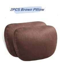 Almohada de cuello para coche, almohada de reposacabezas para asiento de coche, protector de algodón con memoria, cojín universal para soporte de cabeza de coche para silla de juego - Almohada marrón - Ver 4