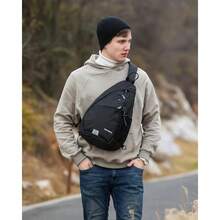 Sling Bag Crossbody Backpack: Over Shoulder Daypack Casual Cross Chest Side Pack - Black - View 8