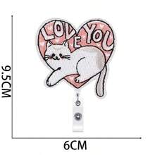 1pc/10pcs Cat Embroidery Retractable Badge Reel, Cute Pet Theme ID Card Holder Lanyard - Multicolor - View 16
