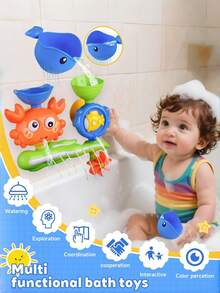 1-5 Years Old Kids Bath Toys, Floating Swimming Frog Baby Bath Toys, Fun Educational Bath Toys, Sensory Bath And Pool Toys, Spraying Toys, Non-Slip Suction Cup, Birthday Gifts For Boys And Girls, Bath Toys, Baby Toys, Bath Toys, Baby Supplies, Pool Toys