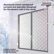 Windproof & Thermal Blackout Curtains, Suitable For Rooms, Living Rooms, Bathrooms, Zipper Design No Drilling Required, Easy Installation, Winter Wind Blocker