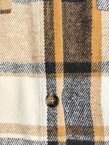 Women's Button Down Flannel Shirts Long Sleeve Plaid Shackets Business Casual Blouse Top Spring/Autumn Thickened Mid-Length Shirt Dress Fall Clothes - Mocha Brown - View 9