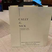 1个黑白婚礼迎宾袋，带丝带提手，为宾客提供优雅的个性化婚礼回礼和礼品袋，可定制 - 多色2 - 查看 7