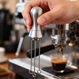 1 件黑色/银色金属手柄 304 不锈钢咖啡粉筛，现代简约三爪面粉筛，环形叉设计，防止结块，使咖啡粉筛分更均匀，适用于咖啡馆、餐厅、厨房、咖啡机