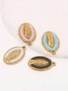 5 Pieces Of Vintage Virgin Mary Pendant Necklaces - 18K Gold-Plated 304 Stainless Steel Bohemian Religious Pendants, With Geometric Patterns, Exquisite Details And Soft Colors, Suitable For DIY Jewelry Making Supplies