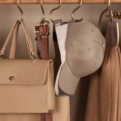 1 PIEZA Perchero de sombreros para armario - Anillo dorado duradero y que no se deforma fácilmente para bufandas, gancho para gorra de béisbol, estante para cinturones, gancho de almacenamiento redondo multifuncional, adecuado para corbatas, cinturones, bufandas, chales, apto para baño, recibidor, ganchos para ollas y sartenes de cocina