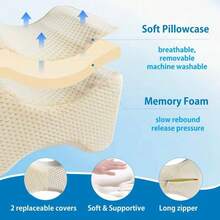 Almohada de pierna de tamao para dormir de lado, almohada de alineacin de columna vertebral suave extragrande, almohada de dormir lateral entre piernas para aliviar el dolor de cadera y - blanco - Ver 5